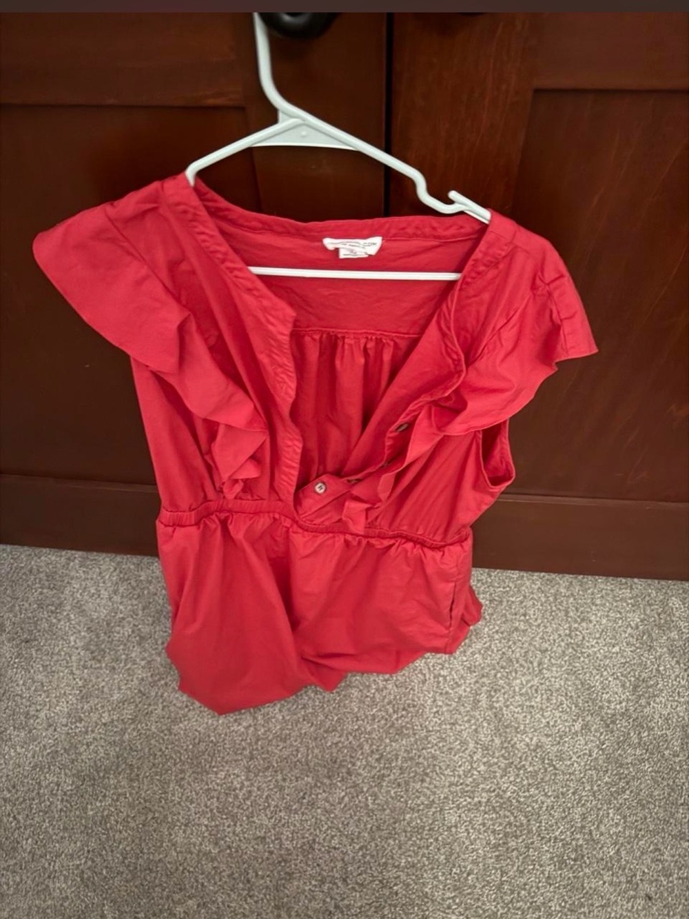 Chic Soul Red Ruffle-Front Sleeveless Romper